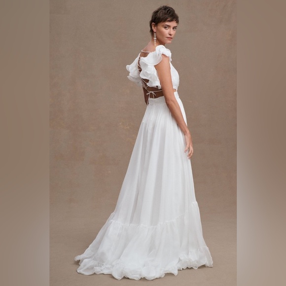 MAC DUGGAL INDY /LEENA ruffle tiered cut-out back chiffon gown / dress - Picture 12 of 16